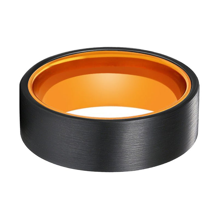 GINGER | Orange Ring, Black Flat Brushed Tungsten Ring - Rings - Aydins Jewelry - 3