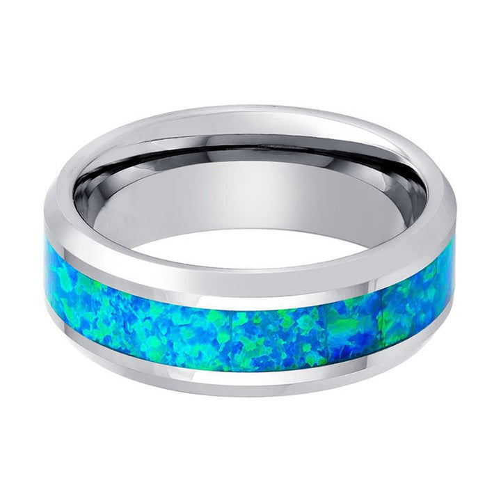 GLEAMING | Tungsten Ring Synthetic Opal Inlay - Rings - Aydins Jewelry - 2