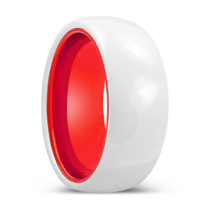 GLINT | Red Ring, White Ceramic Ring, Domed - Rings - Aydins Jewelry - 1