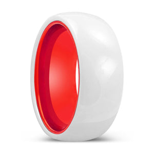 GLINT | Red Ring, White Ceramic Ring, Domed - Rings - Aydins Jewelry - 1