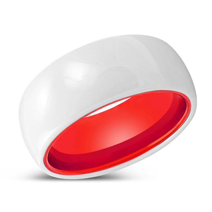 GLINT | Red Ring, White Ceramic Ring, Domed - Rings - Aydins Jewelry - 2