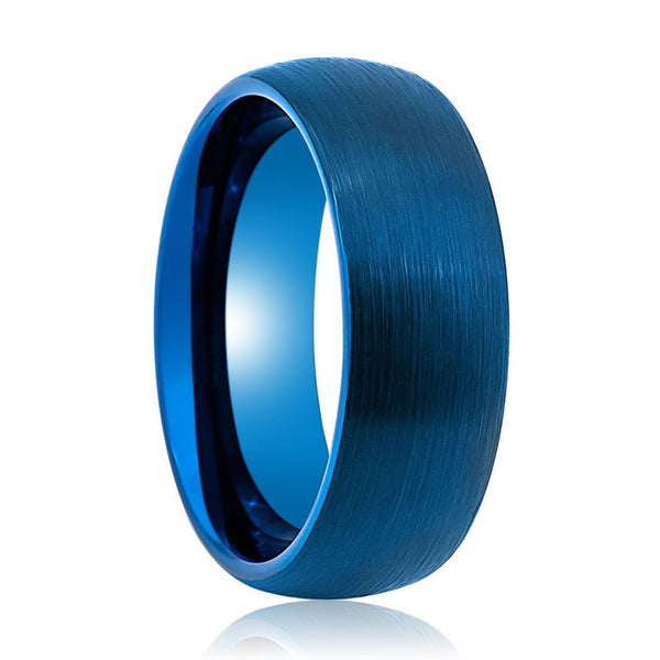 GLOWHIGH | Blue Tungsten Ring, Brushed, Domed - Rings - Aydins Jewelry - 1