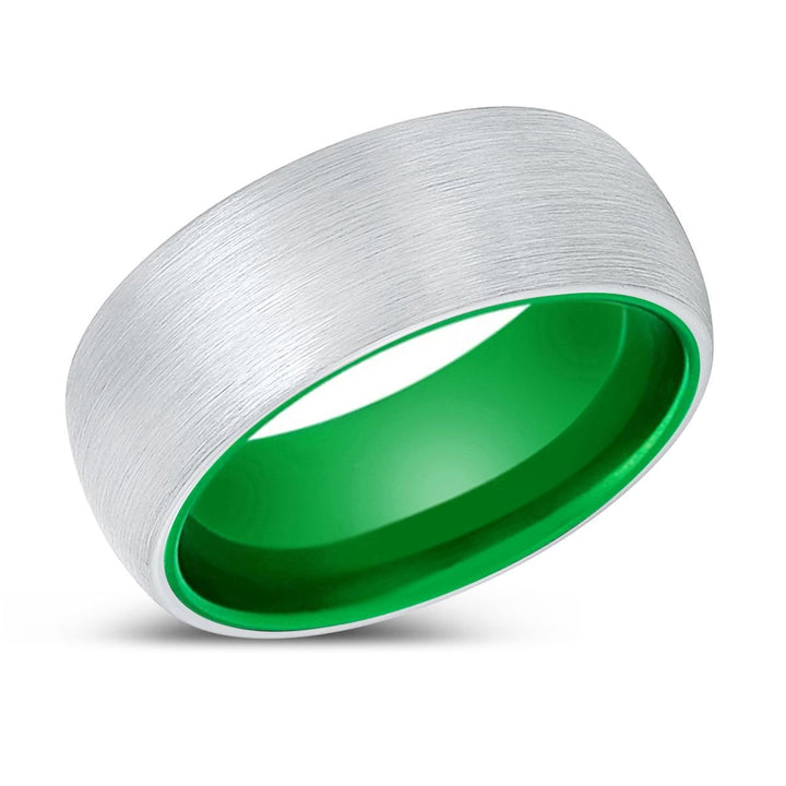 GOVERNOR| Green Ring, White Tungsten Ring, Brushed, Domed - Rings - Aydins Jewelry - 2