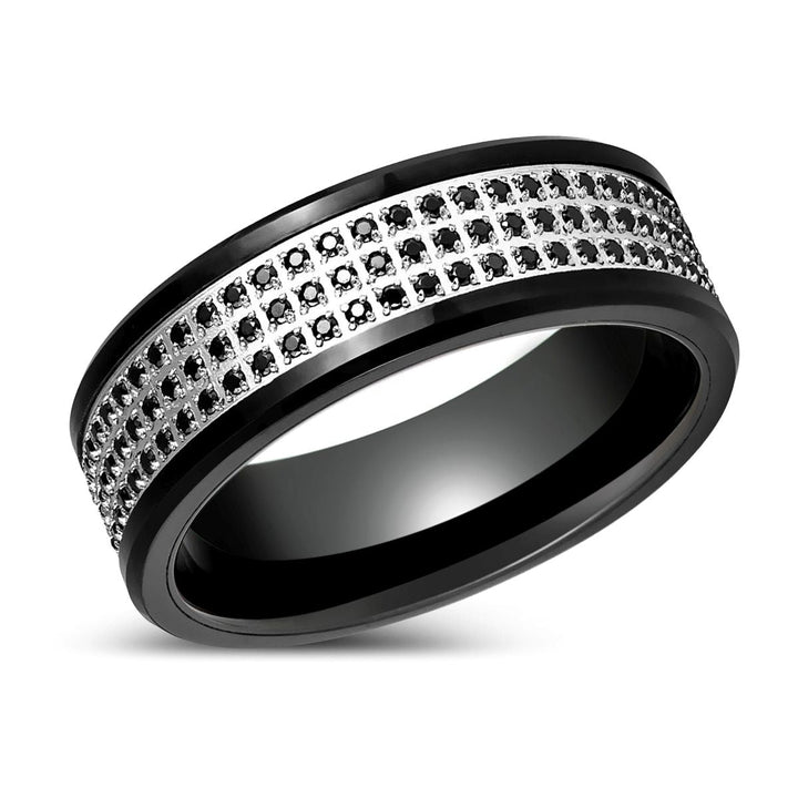 GRAVEL | Black Tungsten Ring with Black CZ - Rings - Aydins Jewelry - 2