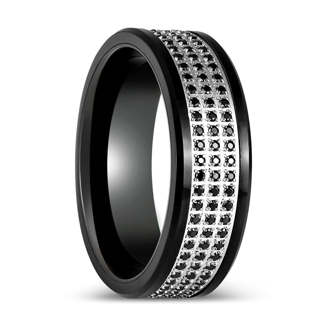 GRAVEL | Black Tungsten Ring with Black CZ - Rings - Aydins Jewelry - 1