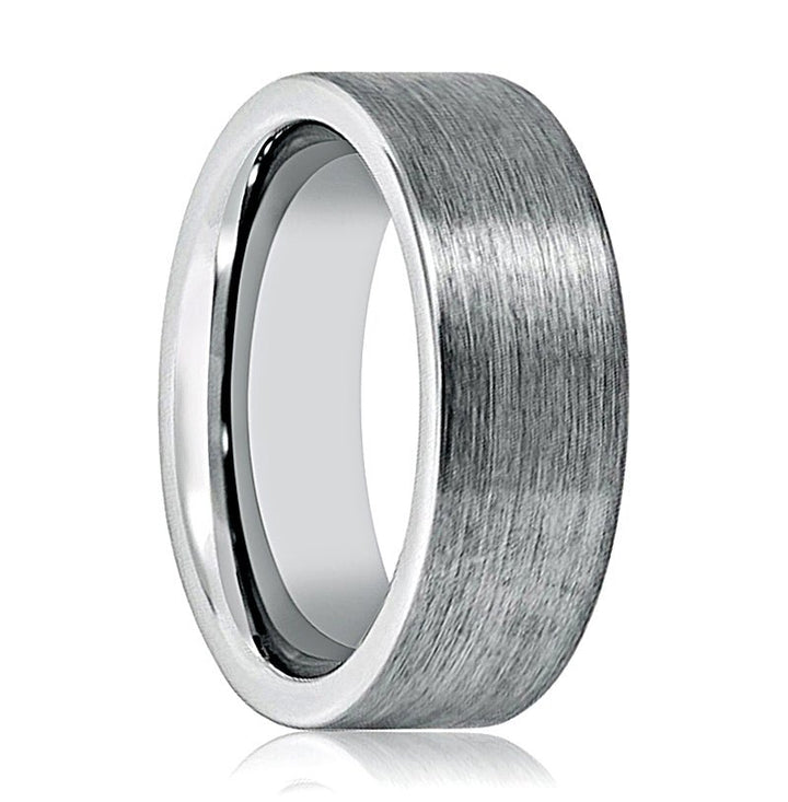 GRAYSON | Silver Ring, Silver Tungsten Ring, Brushed, Flat - Rings - Aydins Jewelry - 1