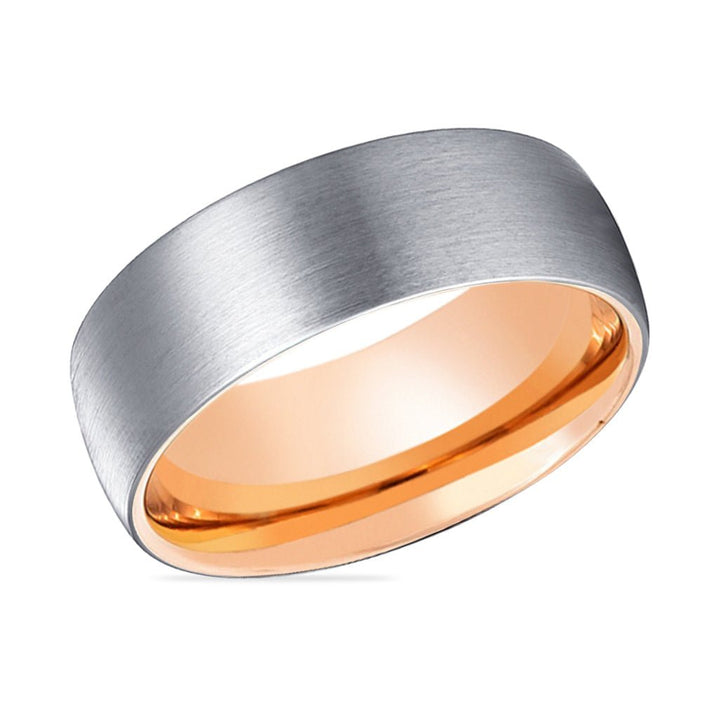GTR | Rose Gold Ring, Silver Tungsten Ring, Brushed, Domed - Rings - Aydins Jewelry - 2