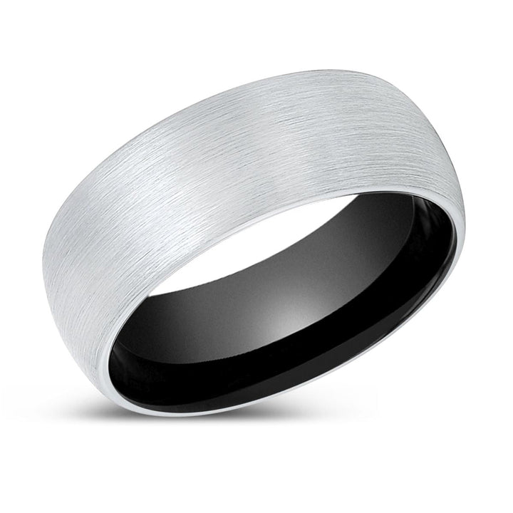 GUARDIAN | Black Ring, White Tungsten Ring, Brushed, Domed - Rings - Aydins Jewelry - 2