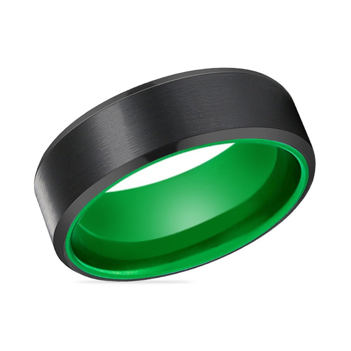 GUMBY | Green Ring, Black Tungsten Ring, Brushed, Beveled - Rings - Aydins Jewelry - 2