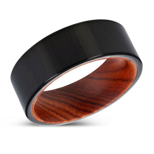 HAMMERS | IRON Wood, Black Tungsten Ring, Shiny, Flat - Rings - Aydins Jewelry - 2