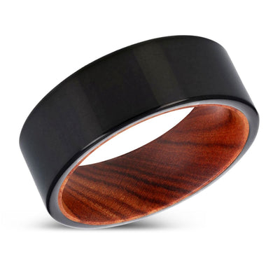 HAMMERS | IRON Wood, Black Tungsten Ring, Shiny, Flat - Rings - Aydins Jewelry - 2