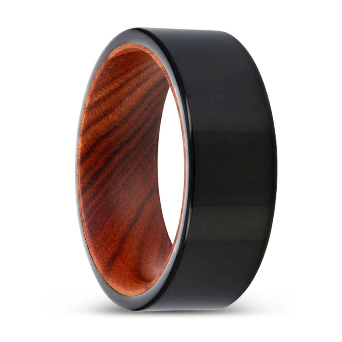 HAMMERS | IRON Wood, Black Tungsten Ring, Shiny, Flat - Rings - Aydins Jewelry - 1