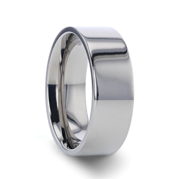 HARDY Polished Finish Flat Style Men’s Titanium Wedding Ring - 6mm & 8mm - Rings - Aydins Jewelry - 1