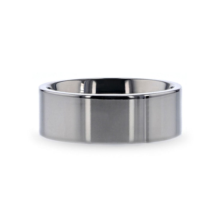 HARDY Polished Finish Flat Style Men’s Titanium Wedding Ring - 6mm & 8mm - Rings - Aydins Jewelry - 2