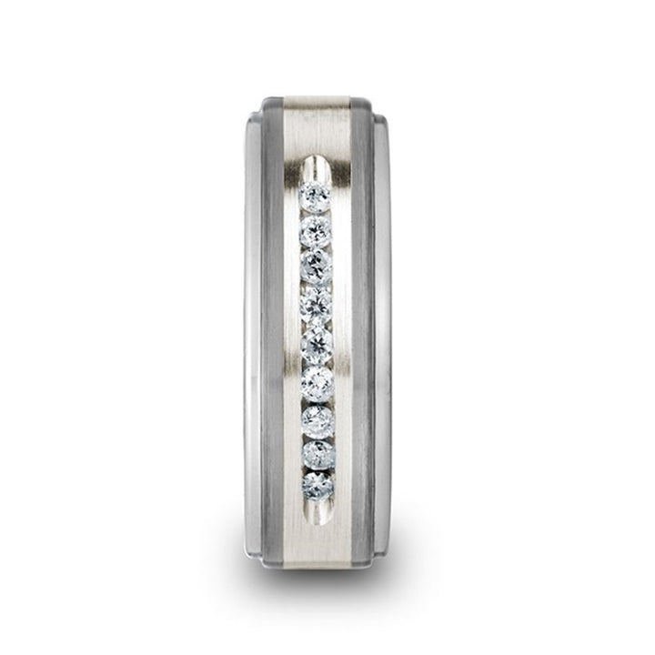 HARPER | Tungsten Ring 9 Channel Set White Diamonds - Rings - Aydins Jewelry - 2