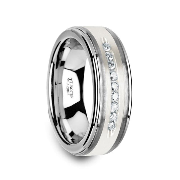 HARPER | Tungsten Ring 9 Channel Set White Diamonds - Rings - Aydins Jewelry - 1
