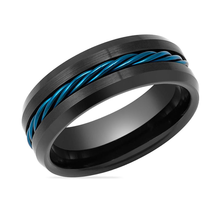 HAWK | Tungsten Ring Blue Rope Inlay - Rings - Aydins Jewelry - 2