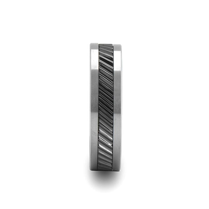 HELIX | Tungsten & Ceramic Ring Gear Teeth Pattern - Rings - Aydins Jewelry - 2