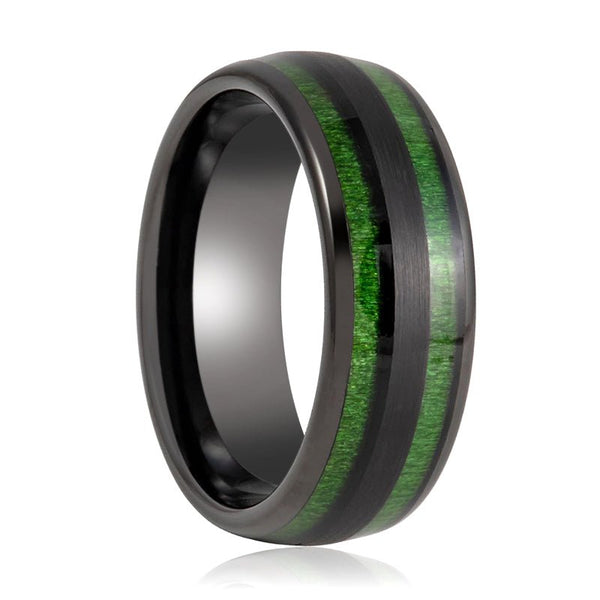 HELLION | Tungsten Ring Green Groove - Rings - Aydins Jewelry - 1