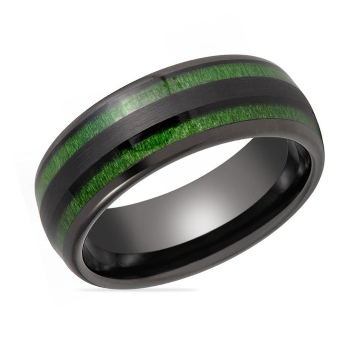 HELLION | Tungsten Ring Green Groove - Rings - Aydins Jewelry