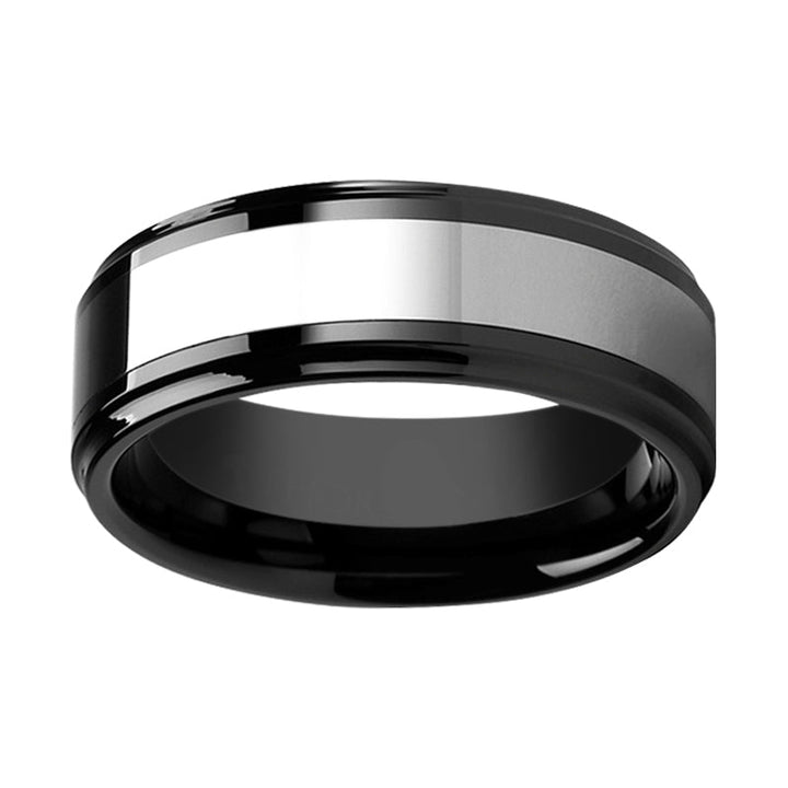 HELSINKI | Black Ceramic with Tungsten Inlay Ring - Rings - Aydins Jewelry - 2