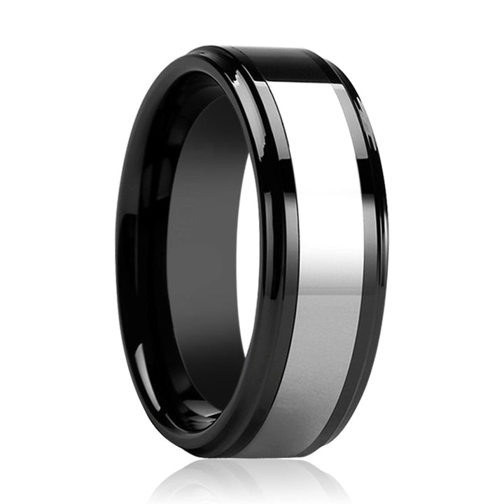 HELSINKI | Black Ceramic with Tungsten Inlay Ring - Rings - Aydins Jewelry - 1