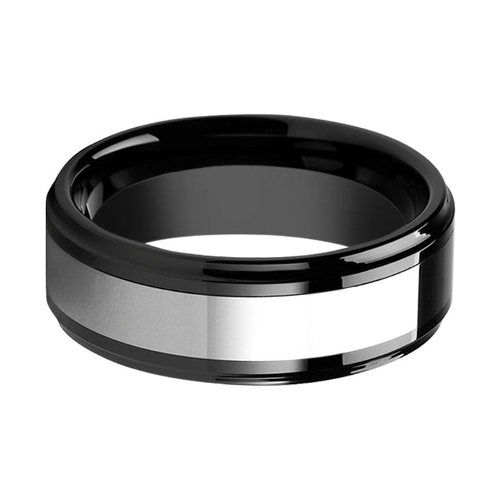 HELSINKI | Black Ceramic with Tungsten Inlay Ring - Rings - Aydins Jewelry - 3