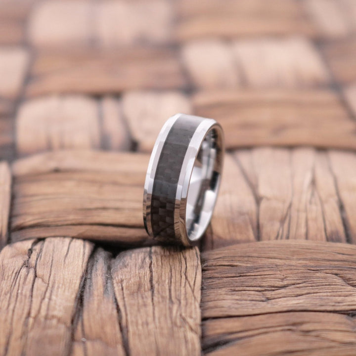 HERALD | Tungsten Ring Black Carbon Fiber Inlay - Rings - Aydins Jewelry - 3