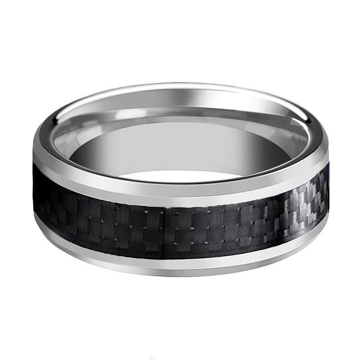 Black Carbon Fiber Inlay 4mm, 6mm, 8mm,10mm,12mm Tungsten Carbide Ring - Rings - Aydins_Jewelry