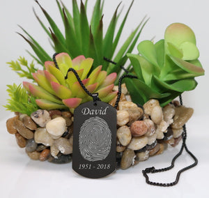 High Polished Stainless Steel Fingerprint Dog Tag Necklace - Pendant > Fingerprint Necklace > Fingerprint Jewelry > Memorial Jewelry > Stainless Steel Fingerprint Necklace > Fingerprint Charm > Signature Jewelry > Photo Pendant > Real Photo Jewelry > - Aydins Jewelry - 2
