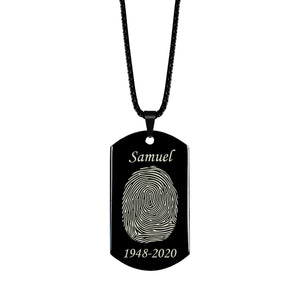 High Polished Stainless Steel Fingerprint Dog Tag Necklace - Pendant > Fingerprint Necklace > Fingerprint Jewelry > Memorial Jewelry > Stainless Steel Fingerprint Necklace > Fingerprint Charm > Signature Jewelry > Photo Pendant > Real Photo Jewelry > - Aydins Jewelry - 1