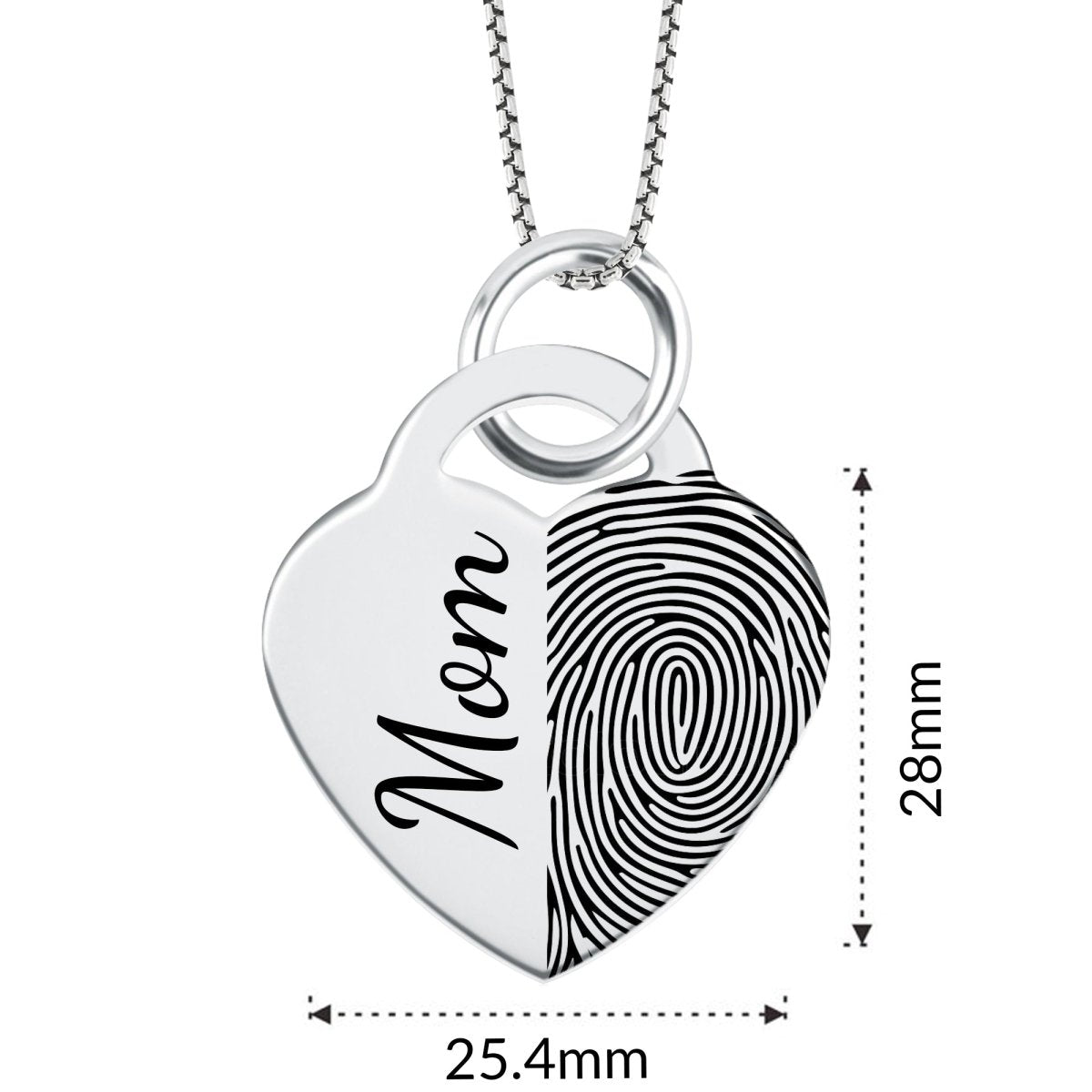 High Polished Stainless Steel Fingerprint Heart Necklace - Pendant > Fingerprint Necklace > Fingerprint Jewelry > Memorial Jewelry > Stainless Steel Fingerprint Necklace > Fingerprint Charm > Signature Jewelry > Photo Pendant > Real Photo Jewelry > - Aydins Jewelry - 2