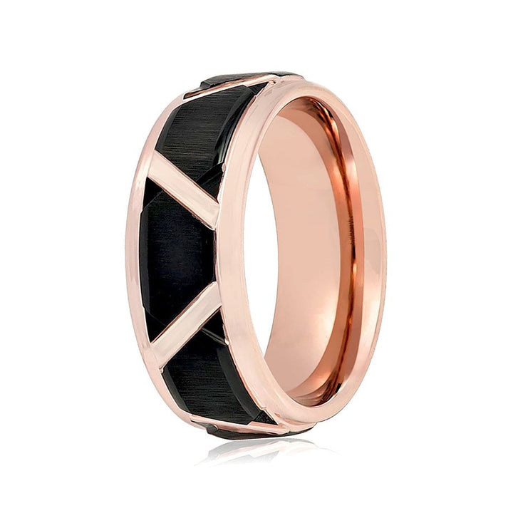 HILVEN | Tungsten Ring Trapezoid & Rose Gold Groove - Rings - Aydins Jewelry - 4