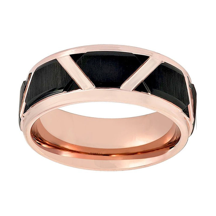 HILVEN | Tungsten Ring Trapezoid & Rose Gold Groove - Rings - Aydins Jewelry - 3