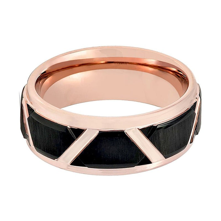HILVEN | Tungsten Ring Trapezoid & Rose Gold Groove - Rings - Aydins Jewelry - 5