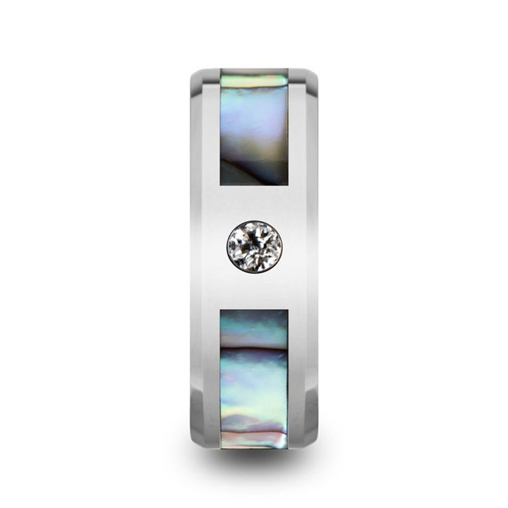 HONOLULU | Tungsten Ring Mother of Pearl Inlay with Diamond - Rings - Aydins Jewelry - 2