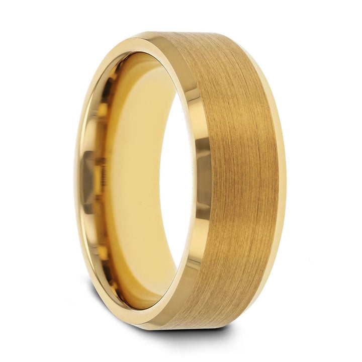 HONORABLE | Gold Tungsten Ring, Brushed, Beveled - Rings - Aydins Jewelry - 1