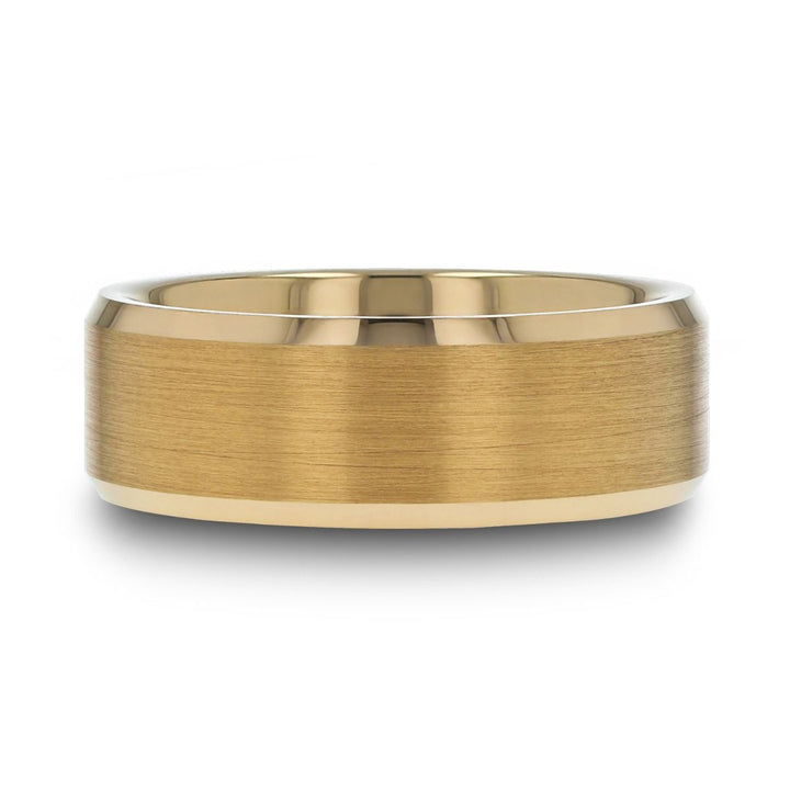 HONORABLE | Gold Tungsten Ring, Brushed, Beveled - Rings - Aydins Jewelry - 3