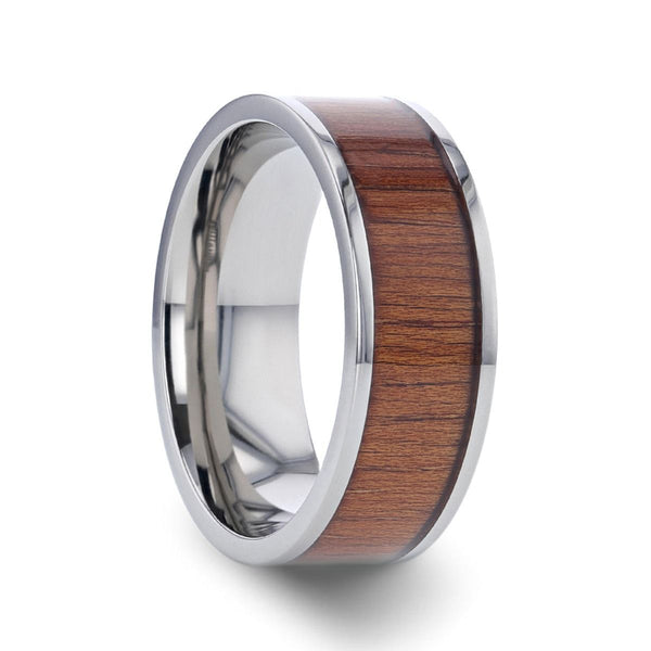 HONUA | Silver Titanium Ring, Koa Wood Inlay, Flat - Rings - Aydins Jewelry - 1