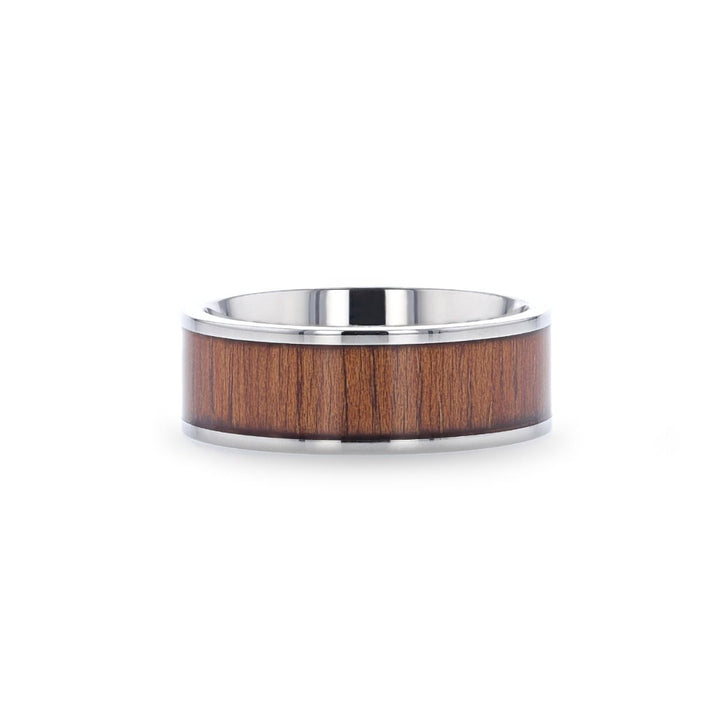 HONUA | Silver Titanium Ring, Koa Wood Inlay, Flat - Rings - Aydins Jewelry - 2