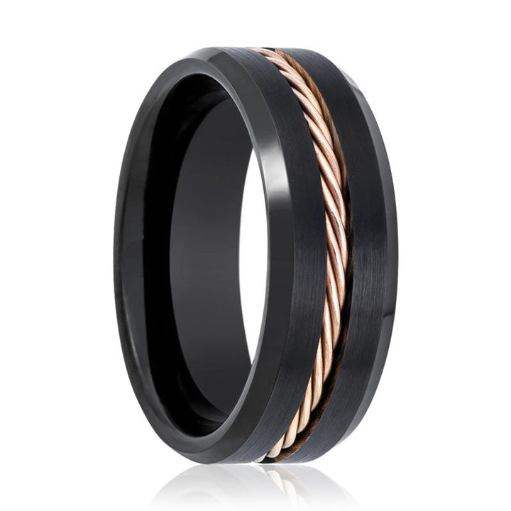 HORATIO | Tungsten Ring Rose Gold Rope - Rings - Aydins Jewelry