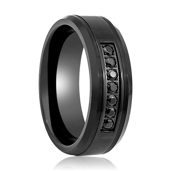 HORIZON | Tungsten Ring 7 Black CZ - Rings - Aydins Jewelry - 1