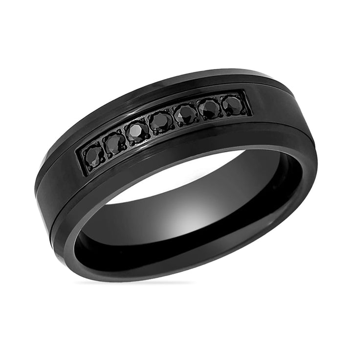 HORIZON | Tungsten Ring 7 Black CZ - Rings - Aydins Jewelry