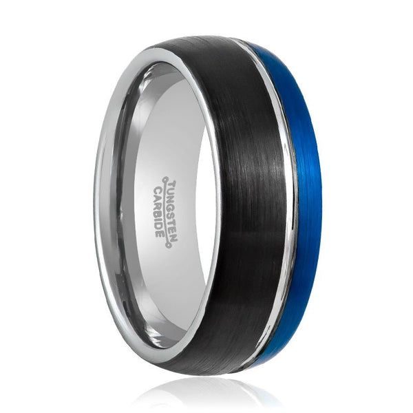 HYBRID | Tungsten Ring Three Tone Natural, Blue & Black - Rings - Aydins Jewelry