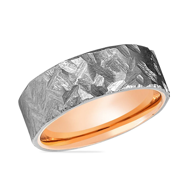 IGNITE | Rose Gold Ring, Silver Titanium Ring, Hammered, Flat - Rings - Aydins Jewelry - 2