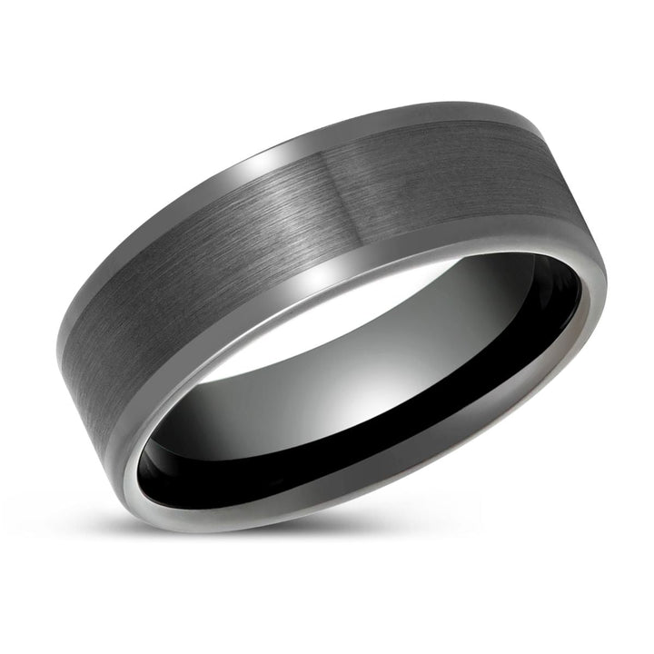 IGNITION - Gun Metal Tungsten Ring, Brushed Center & Polished Edges, Flat - Rings - Aydins Jewelry - 2