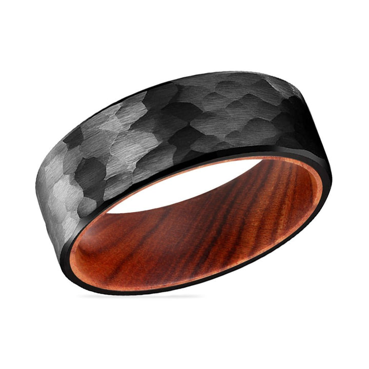 IMPERIAL | IRON Wood, Black Tungsten Ring, Hammered, Flat - Rings - Aydins Jewelry - 2