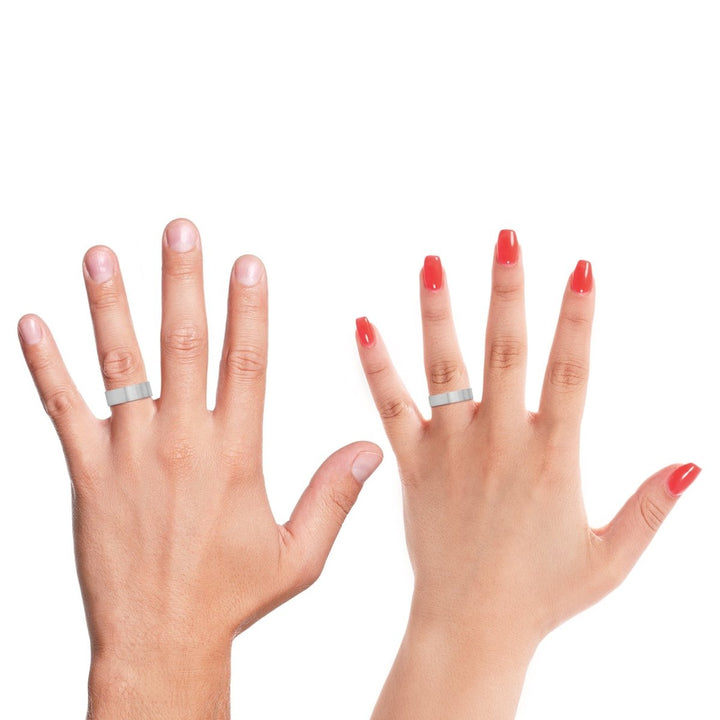INSPECTAH | Orange Ring, White Tungsten Ring, Brushed, Flat - Rings - Aydins Jewelry - 4