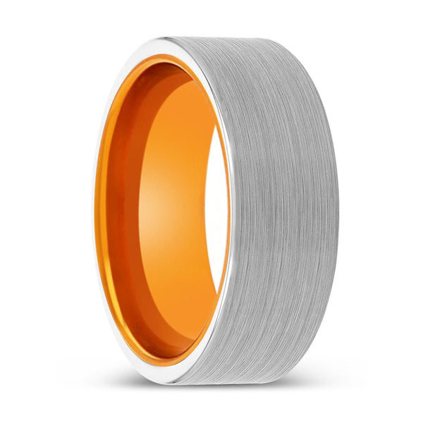 INSPECTAH | Orange Ring, White Tungsten Ring, Brushed, Flat - Rings - Aydins Jewelry - 1