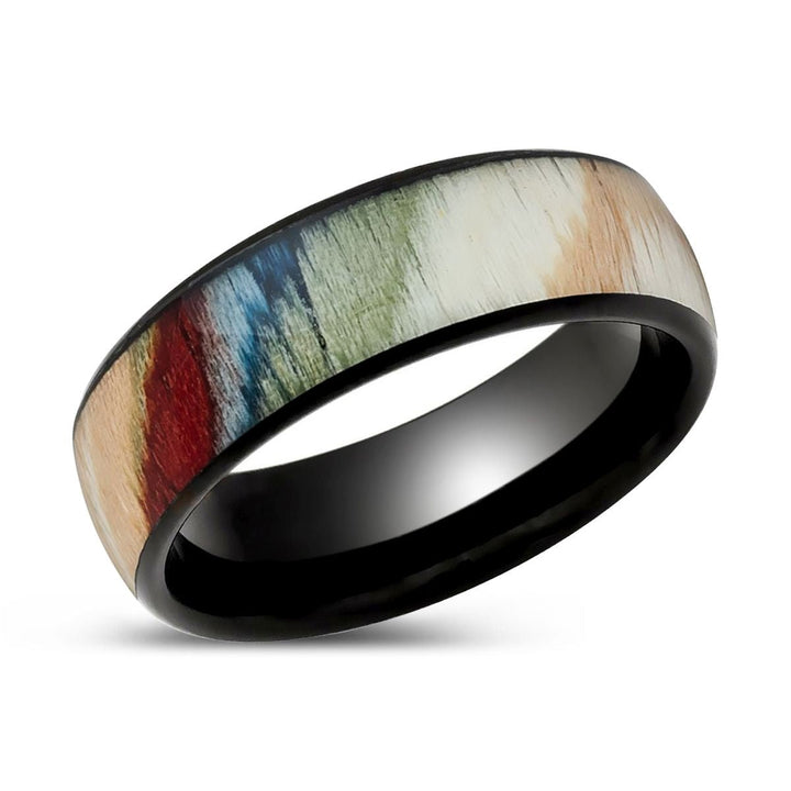 IRONBARK - Black Tungsten Ring, Colorful Dyed Rosewood Inlay - Rings - Aydins Jewelry - 2